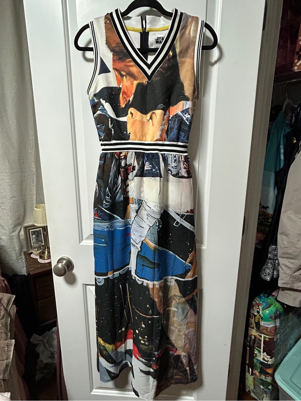 Star Wars Sleeveless V-Neck Maxi Dress in Black, White, Blue, Brown